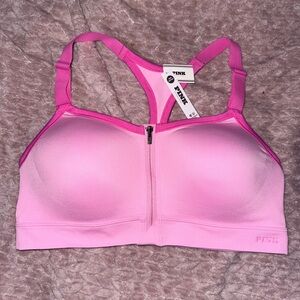 PINK Victoria's Secret Bright Pink Zip-Front Sports Bra